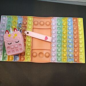 Pink Unicorn Coin Purse Keychain And‎ Fidget Keyboard Game Accessories